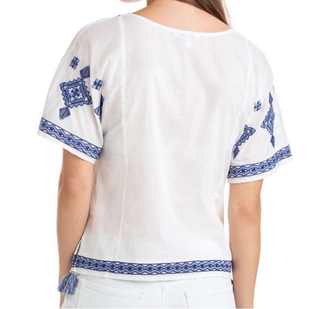 VINEYARD VINES Grand Millennial Embroidered Blue White Lightweight Top size XS - Picture 4 of 10